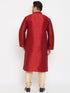 Vastramay Men's Plus Size Maroon Silk Blend Kurta Pyjama Set